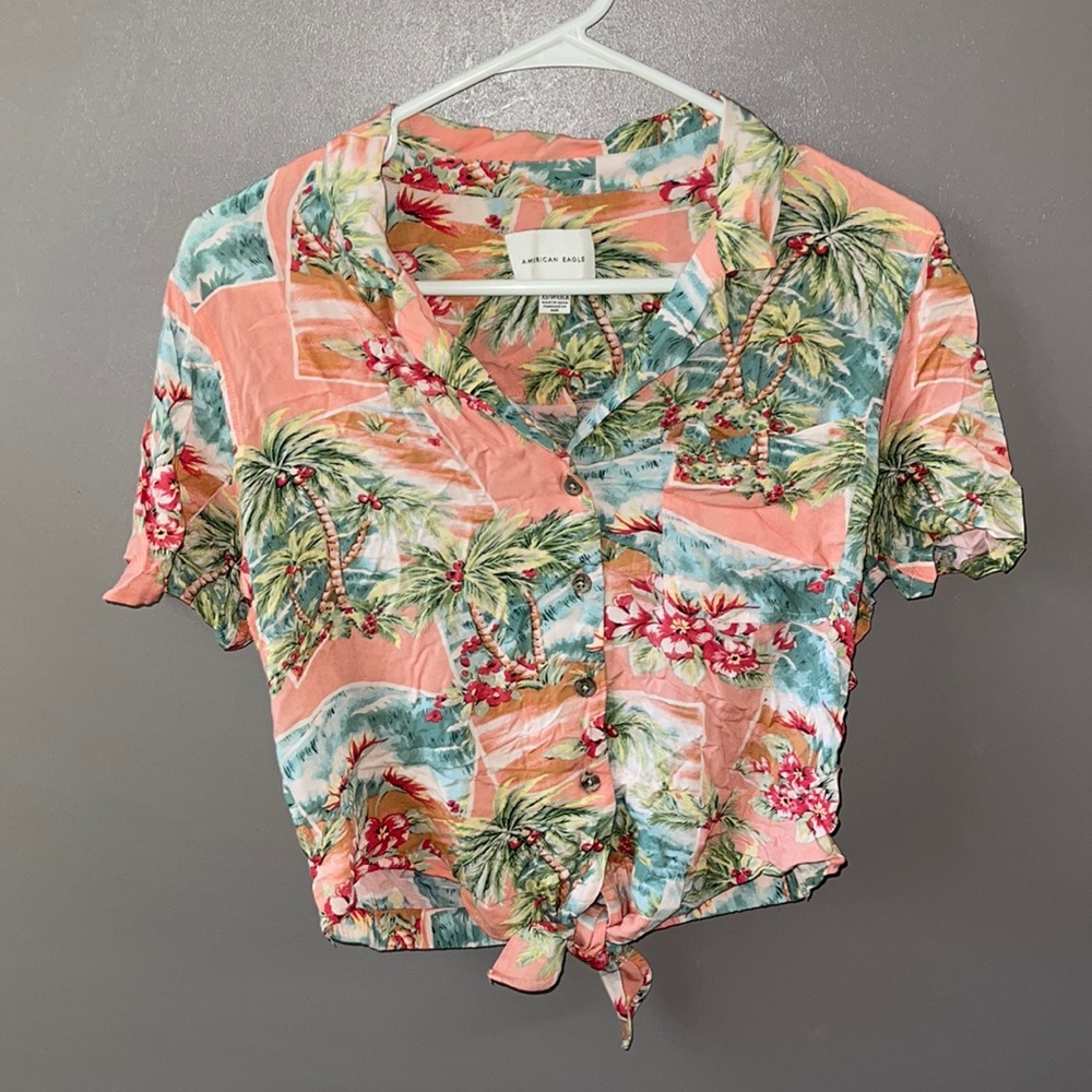 AMERICAN EAGLE CROP BUTTON UP